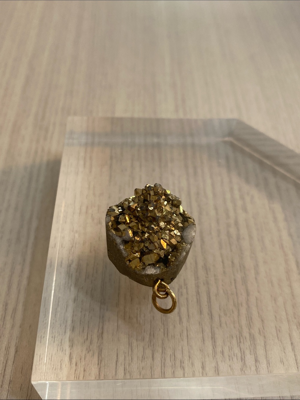 Gold Druzy Pendant Necklace Charm - Women Jewelry